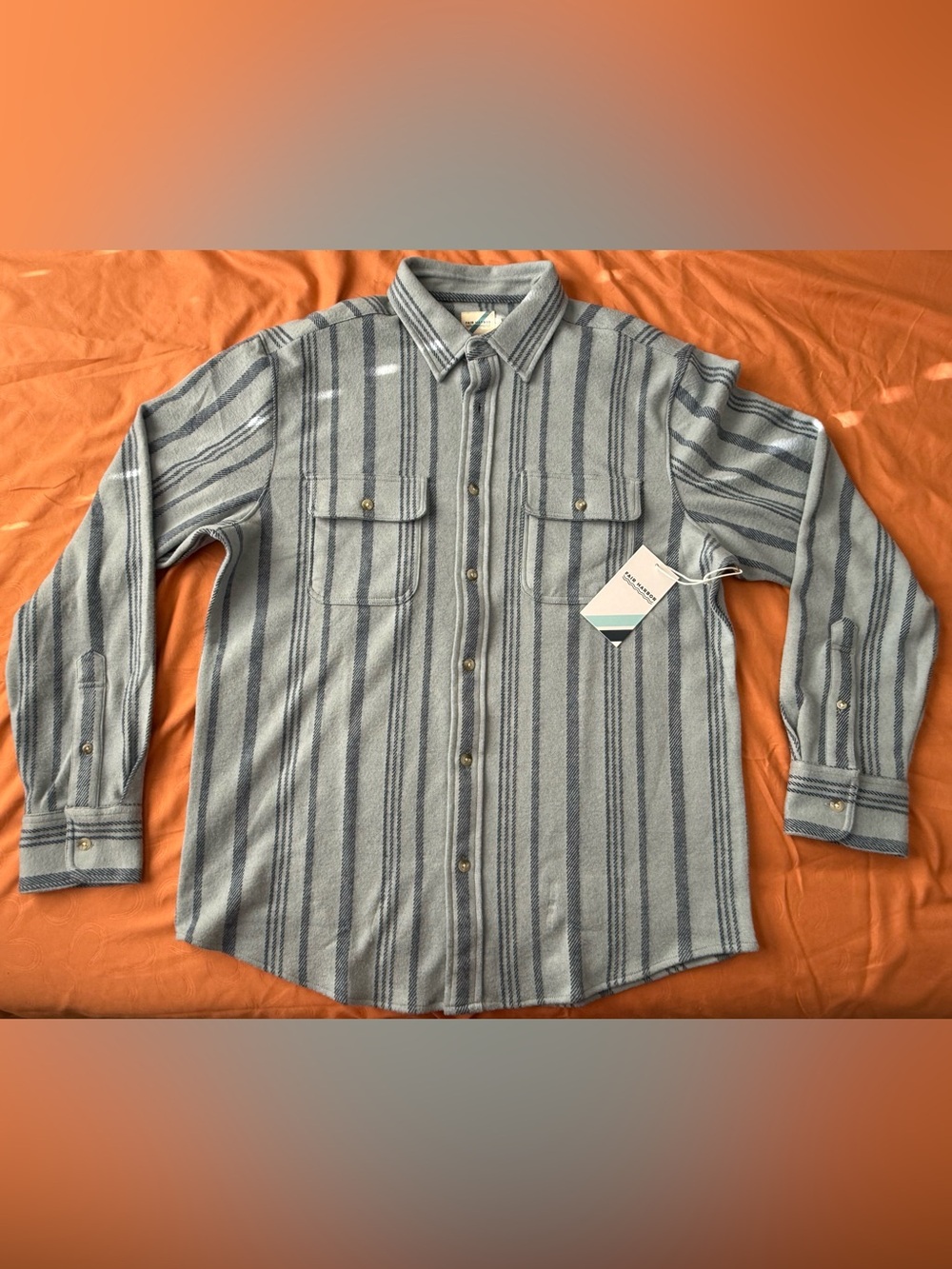 Fair Harbor Mens Button-Up Shirt - Light Blue/Blue